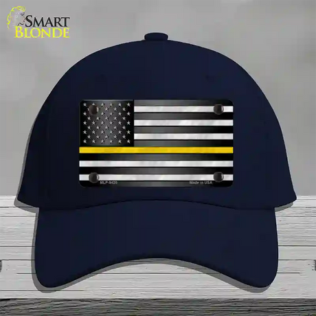 American Flag Thin Yellow Line Novelty License Plate Hat Cotton / Navy