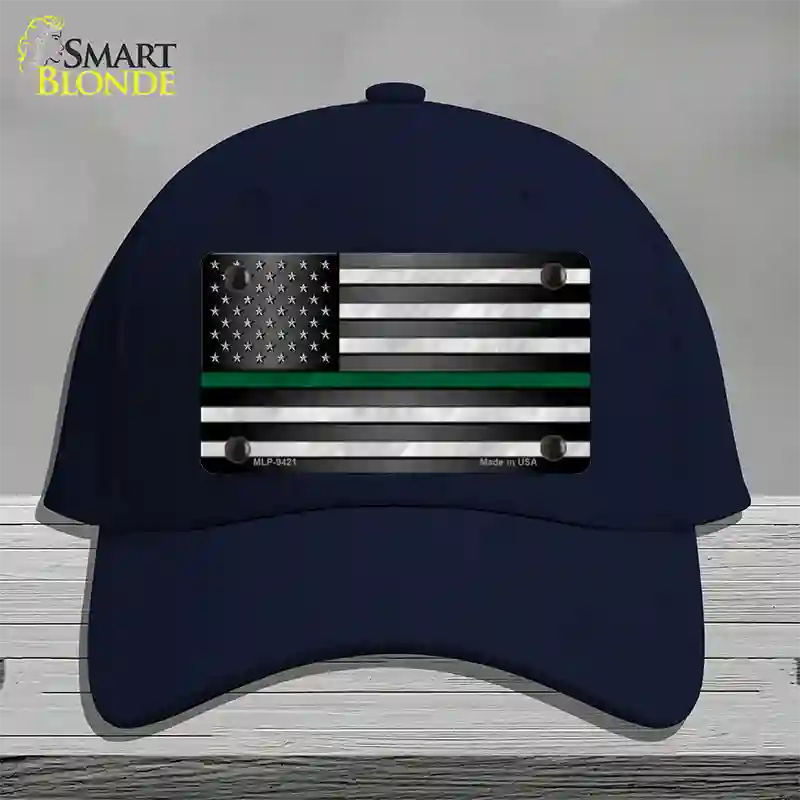 American Flag Thin Green Line Novelty License Plate Hat Cotton / Navy