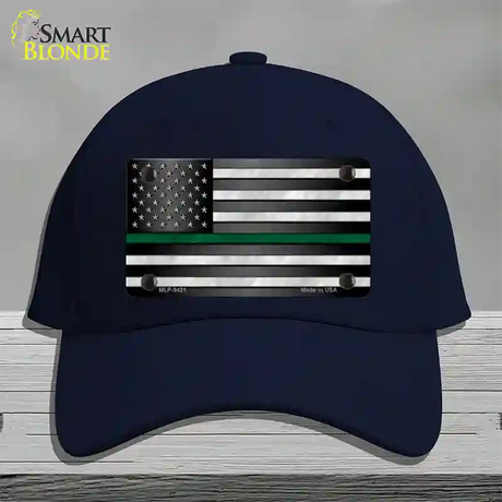 American Flag Thin Green Line Novelty License Plate Hat Cotton / Navy