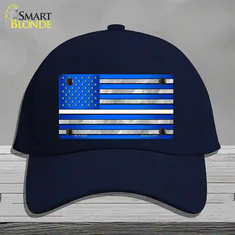 Blue American Flag Thin White Line Novelty License Plate Hat Cotton / Navy