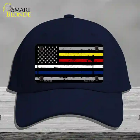 American Flag Police / Fire / EMS Novelty License Plate Hat Cotton / Navy