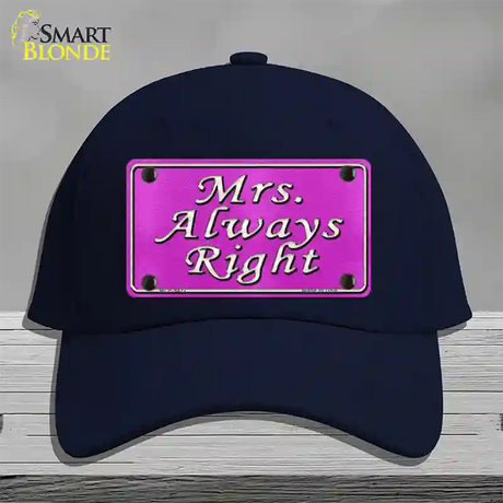 Mrs Always Right Novelty License Plate Hat Cotton / Navy