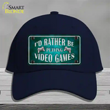 Rather Play Video Games Novelty License Plate Hat Cotton / Navy