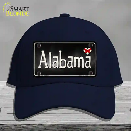 Alabama Flag Script Novelty License Plate Hat Cotton / Navy