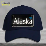 Alaska Flag Script Novelty License Plate Hat Cotton / Navy