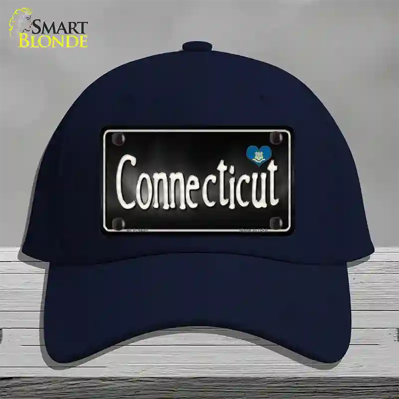 Connecticut Flag Script Novelty License Plate Hat Cotton / Navy