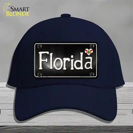 Florida Flag Script Novelty License Plate Hat Cotton / Navy