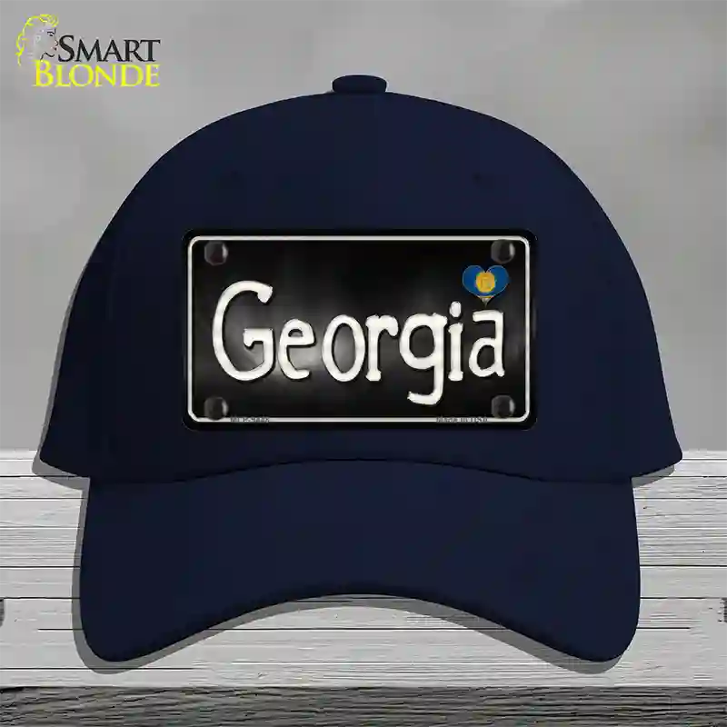 Georgia Flag Script Novelty License Plate Hat Cotton / Navy