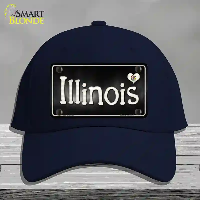 Illinois Flag Script Novelty License Plate Hat Cotton / Navy