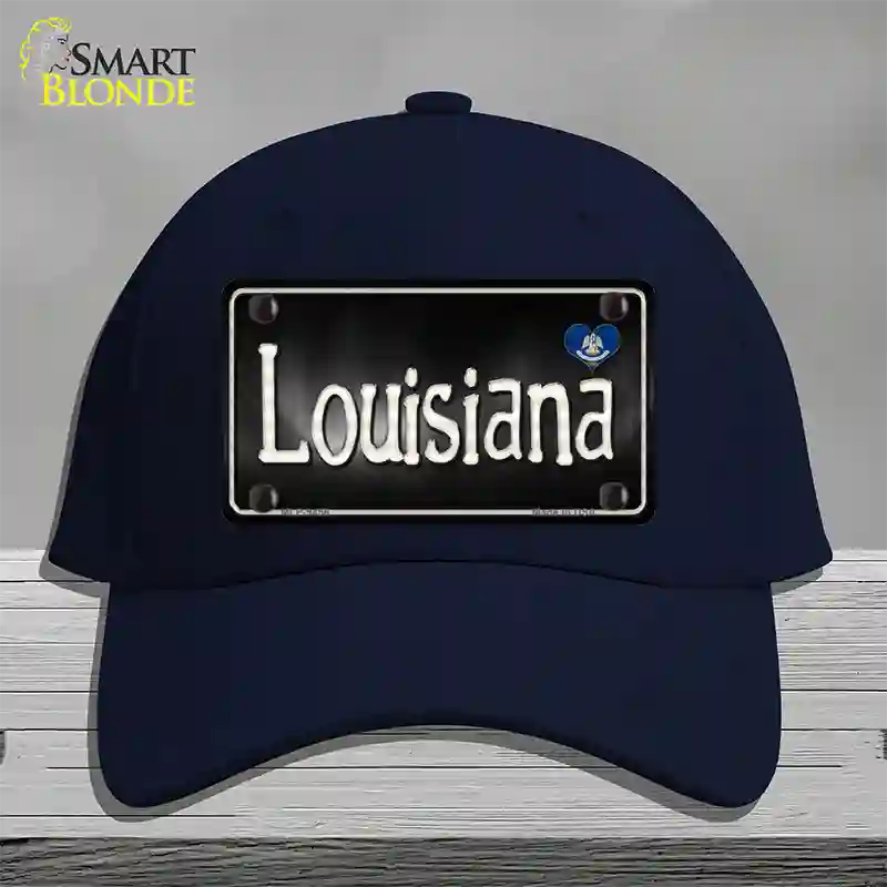 Louisiana Flag Script Novelty License Plate Hat Cotton / Navy