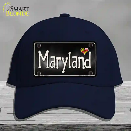 Maryland Flag Script Novelty License Plate Hat Cotton / Navy