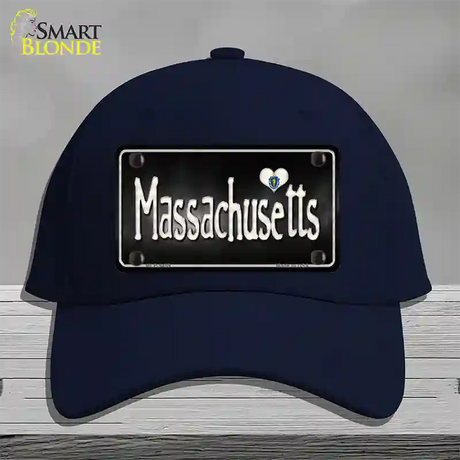 Massachusetts Flag Script Novelty License Plate Hat Cotton / Navy