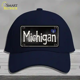 Michigan Flag Script Novelty License Plate Hat Cotton / Navy