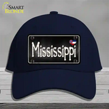 Mississippi Flag Script Novelty License Plate Hat Cotton / Navy