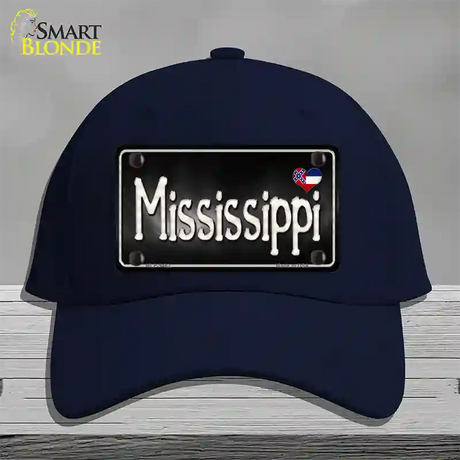 Mississippi Flag Script Novelty License Plate Hat Cotton / Navy