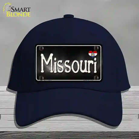 Missouri Flag Script Novelty License Plate Hat Cotton / Navy