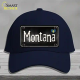 Montana Flag Script Novelty License Plate Hat Cotton / Navy