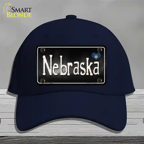 Nebraska Flag Script Novelty License Plate Hat Cotton / Navy