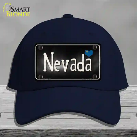 Nevada Flag Script Novelty License Plate Hat Cotton / Navy