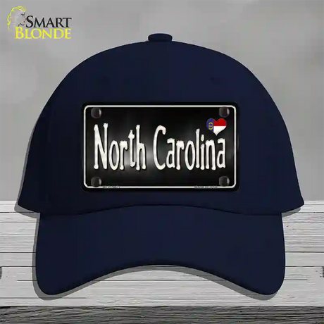 North Carolina Flag Script Novelty License Plate Hat Cotton / Navy