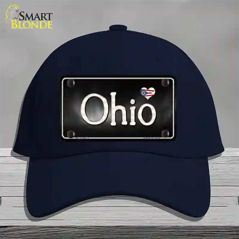 Ohio Flag Script Novelty License Plate Hat Cotton / Navy