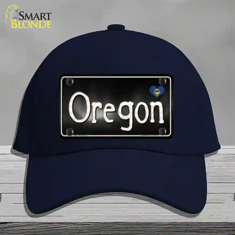 Oregon Flag Script Novelty License Plate Hat Cotton / Navy