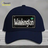 Washington Flag Script Novelty License Plate Hat Cotton / Navy