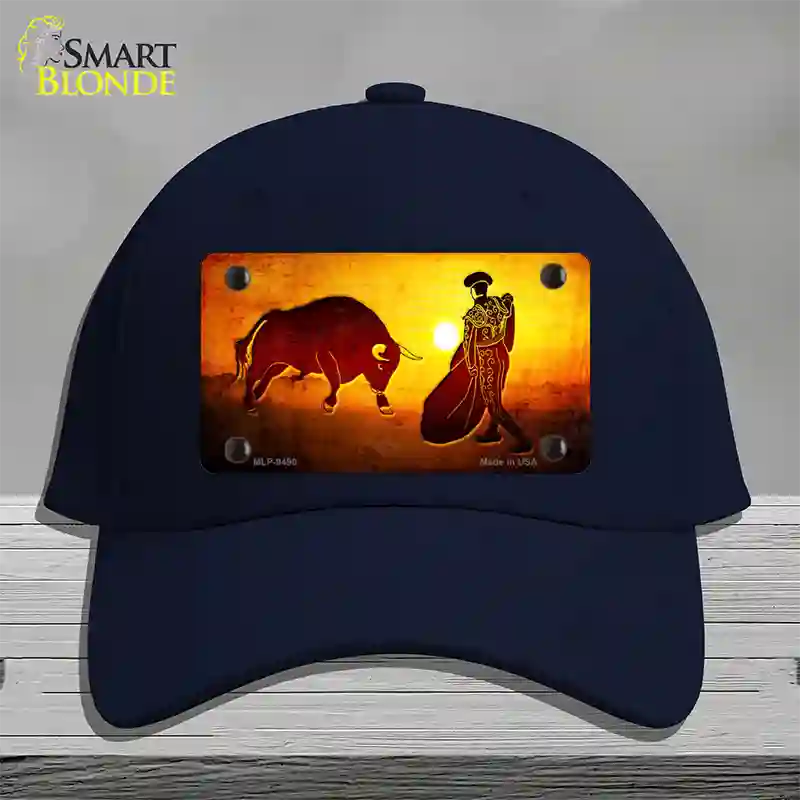 Bullfight With Sun Novelty License Plate Hat Cotton / Navy