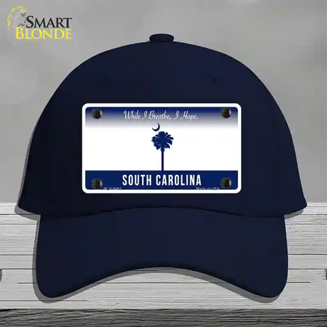 South Carolina I Breathe Blank Novelty License Plate Hat Cotton / Navy