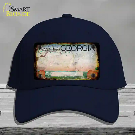 Georgia Peach Rusty Blank Novelty License Plate Hat Cotton / Navy