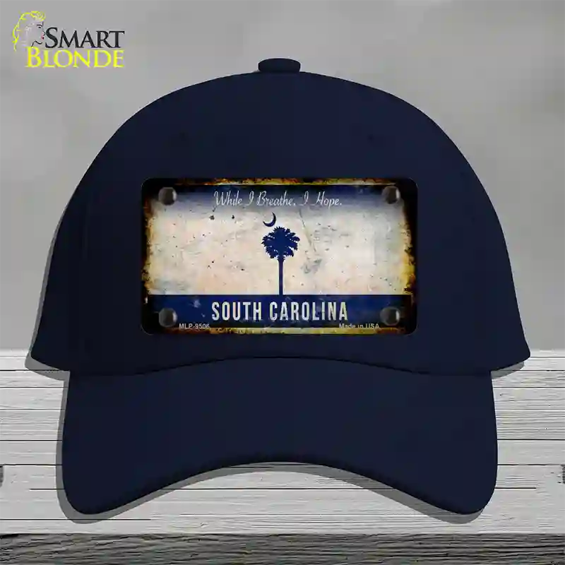 South Carolina I Breathe Rusty Blank Novelty License Plate Hat Cotton / Navy