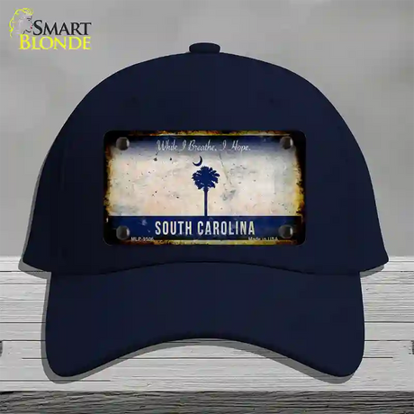 South Carolina I Breathe Rusty Blank Novelty License Plate Hat Cotton / Navy