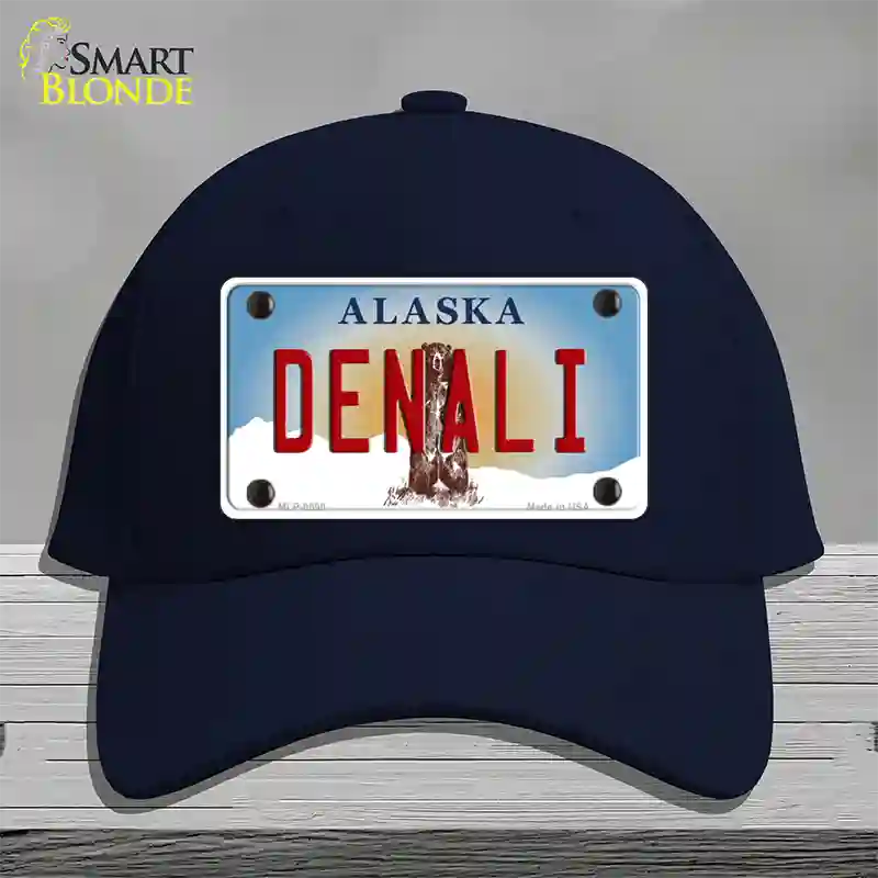 Denali Alaska State Novelty License Plate Hat Cotton / Navy