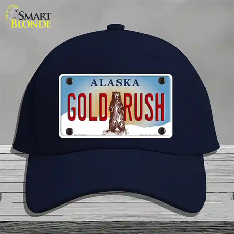 Gold Rush Alaska State Novelty License Plate Hat Cotton / Navy