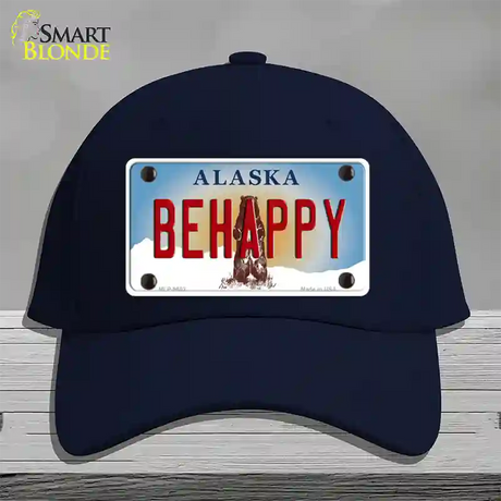 Be Happy Alaska State Novelty License Plate Hat Cotton / Navy