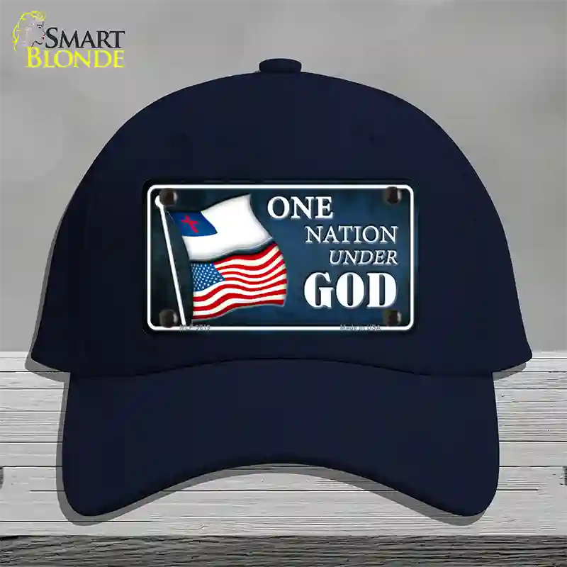 One Nation Under God Flags Novelty License Plate Hat Cotton / Navy