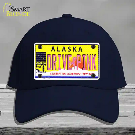 Drive Pink Alaska Novelty License Plate Hat Cotton / Navy