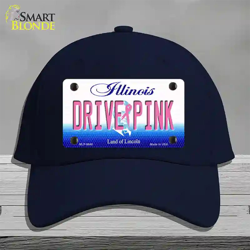 Drive Pink Illinois Novelty License Plate Hat Cotton / Navy