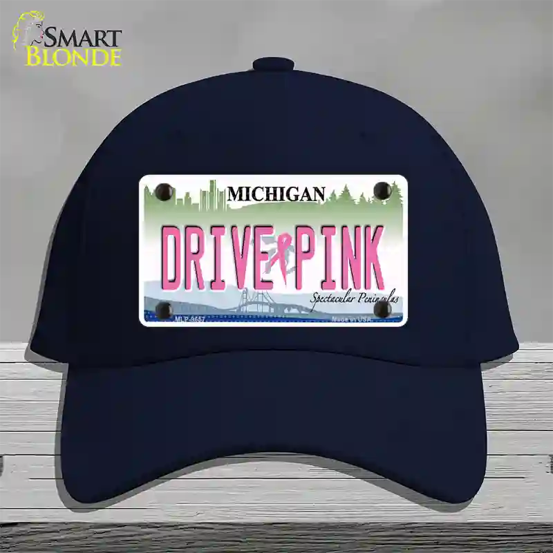 Drive Pink Michigan Novelty License Plate Hat Cotton / Navy