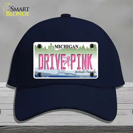 Drive Pink Michigan Novelty License Plate Hat Cotton / Navy