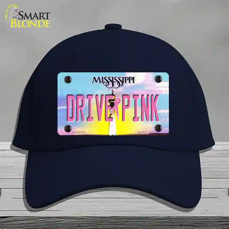 Drive Pink Mississippi Novelty License Plate Hat Cotton / Navy