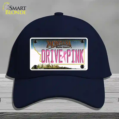 Drive Pink Montana Novelty License Plate Hat Cotton / Navy