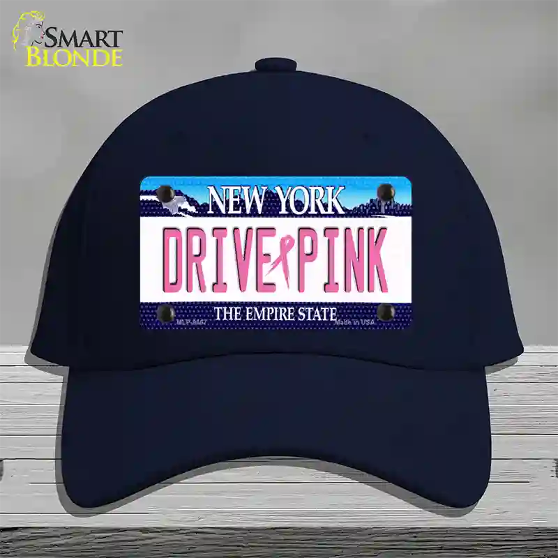 Drive Pink New York Novelty License Plate Hat Cotton / Navy