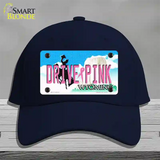 Drive Pink Wyoming Novelty License Plate Hat Cotton / Navy