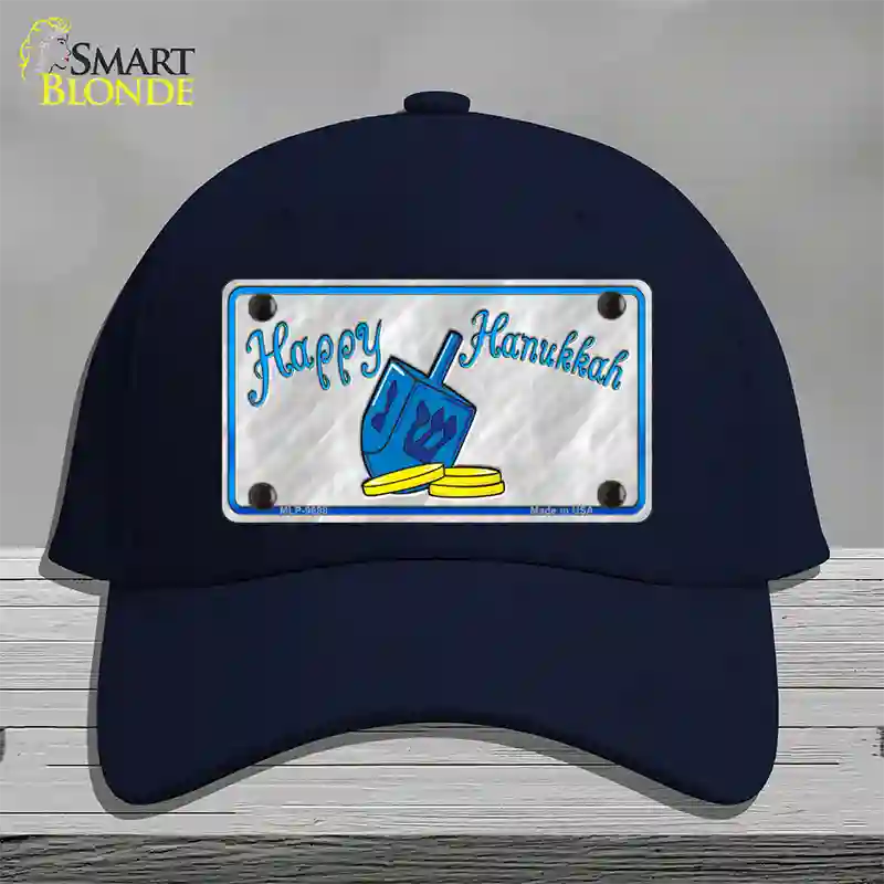 Happy Hanukkah Dreidel Novelty License Plate Hat Cotton / Navy