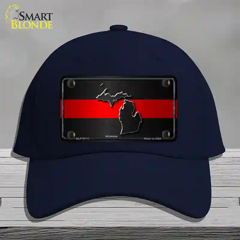 Michigan Thin Red Line Novelty License Plate Hat Cotton / Navy