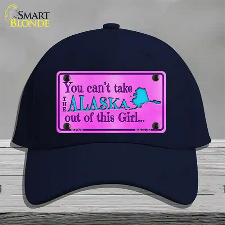 Alaska Girl Novelty License Plate Hat Cotton / Navy