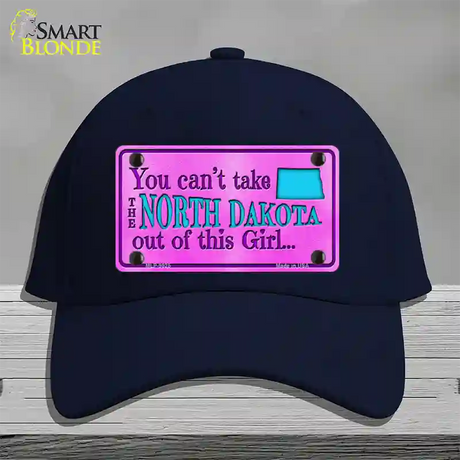 North Dakota Girl Novelty License Plate Hat Cotton / Navy