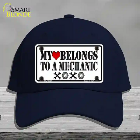 Heart Belongs To Mechanic Novelty License Plate Hat Cotton / Navy