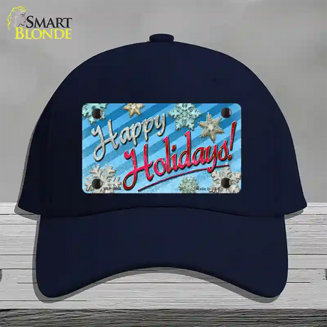 Happy Holidays Blue Novelty License Plate Hat Cotton / Navy